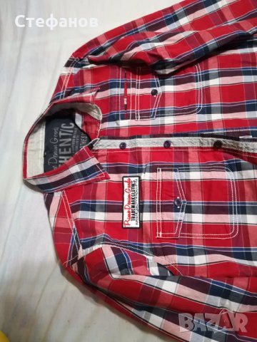 Мъжка риза в червено каре с дълъг ръкав, снимка 6 - Ризи - 35487065