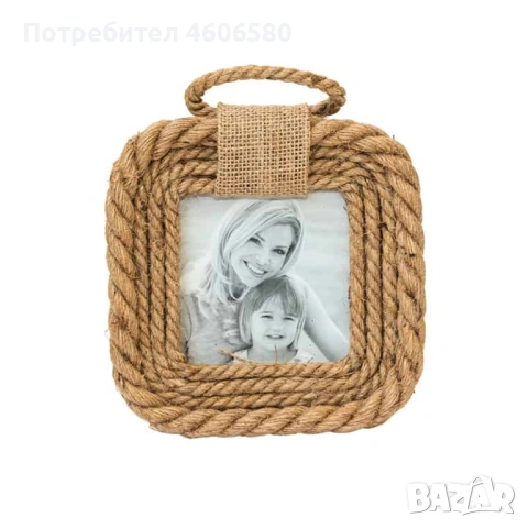 📸 Квадратна рамка за снимки с конопено въже 🌿