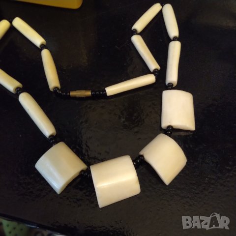 Огърлица АРТ ДЕКО алабастър и оникс разпродажба 