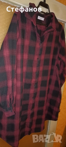 Красива ,карирана, дамска ,макси туника тип риза на Janina , снимка 3 - Туники - 52726899