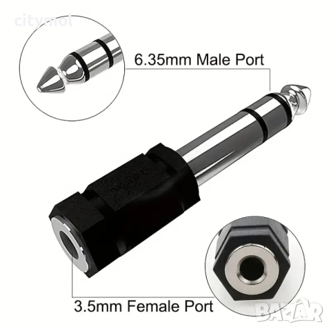 Стерео адаптер, 6,35 мм (М) към 3,5 мм (Ж), снимка 3 - Други - 52214517