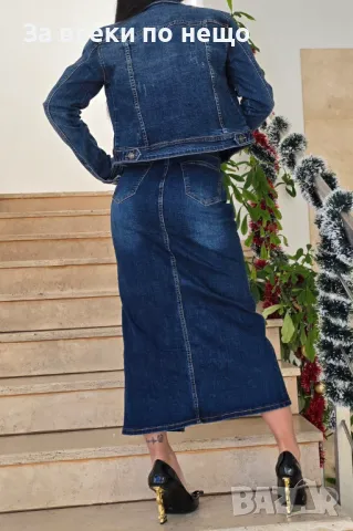 Дамска Дълга Синя Мека И Еластична Дънкова Пола, снимка 4 - Поли - 48553843