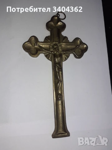 Стар голям бронзов кръст разпятие религия, снимка 3 - Антикварни и старинни предмети - 50840975