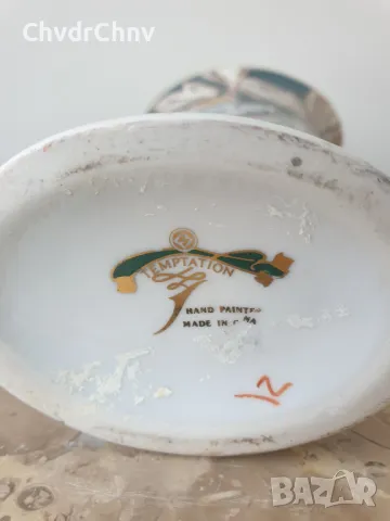 Temptation 18см/китайска елипсовидна ръчно рисувана порцеланова ваза, снимка 5 - Вази - 49028285