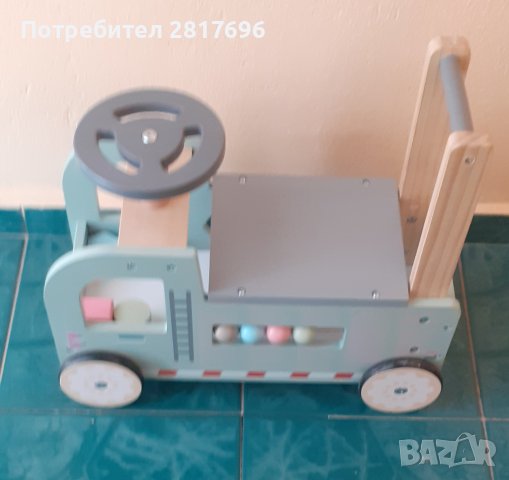 Дървена бебешка количка за бутане с проходилка 2х1, снимка 3 - Детски колички - 43879829