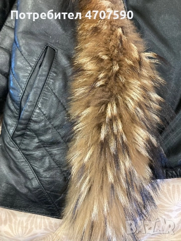 Дамско кожено яке с яка от лисица, снимка 5 - Якета - 53081099
