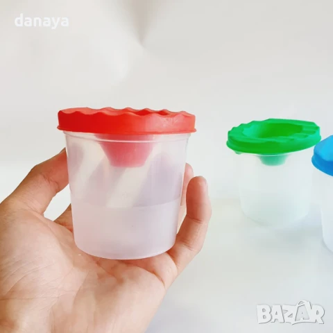 6025 Чашка за рисуване с цветно капаче и маркировка за ниво на пълнене, снимка 2 - Ученически пособия, канцеларски материали - 51281044