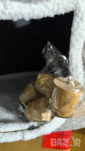 Котешка къща PawHut Сив MDF, синтетичен лен (100% полиестер), плюш и сизал , снимка 3 - За котки - 48494023