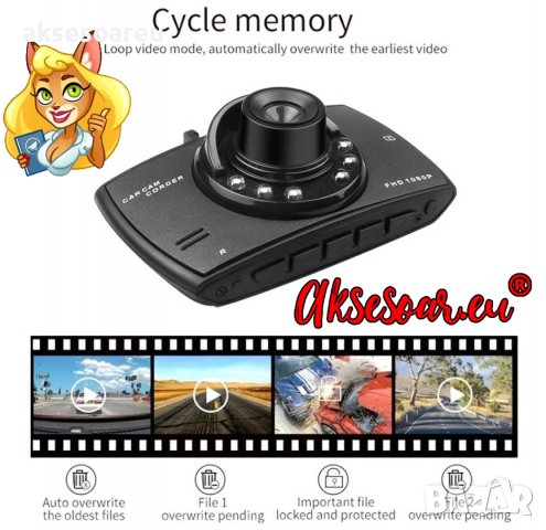 Автомобилна камера видео регистратор за стъкло на кола 1080p Full HD DVR Рекордер Автоматичен изглед, снимка 10 - Аксесоари и консумативи - 37654237