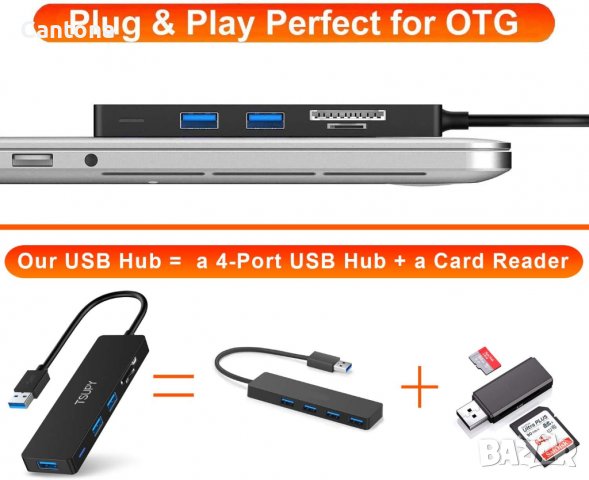TSUPY Multi USB HUB, 5-в-1, SD и Micro SD четец, 3 USB 3.0 порта, снимка 3 - Други - 38545105