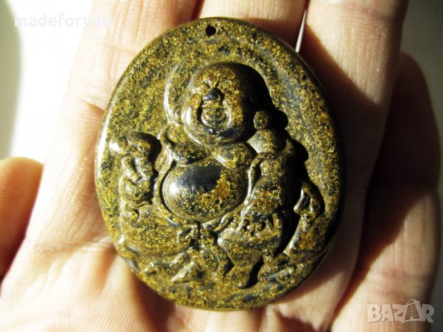 Буда медальон от естествен,натурален Бронзит 136.25 карата Индия, снимка 4 - Колиета, медальони, синджири - 35448134