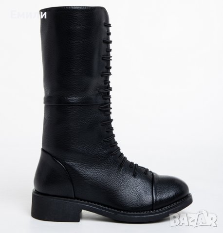 № 39 дамски кожени боти ботуши с връзки в черен цвят, снимка 5 - Дамски ботуши - 43528642