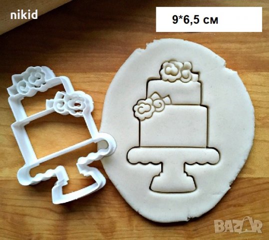 Сватбена торта на етажи пластмасов резец форма фондан тесто бисквитки