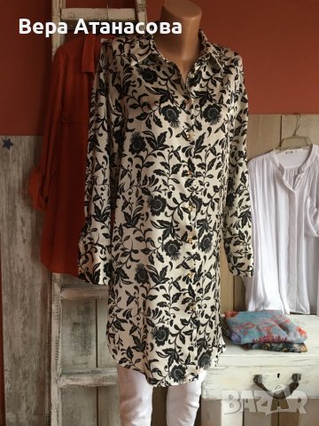 💄Zara👟Дълга сатенена риза🤍м размер☑️, снимка 4 - Ризи - 42994268