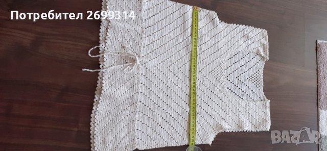 Оригинален потник, изплетен на една кука, в кремав цвят, размер S, снимка 4 - Потници - 37019302