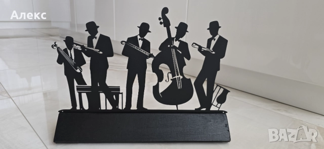 Джаз музиканти–метал, дърво, 30см/ 40см, снимка 3 - Грамофонни плочи - 52170699