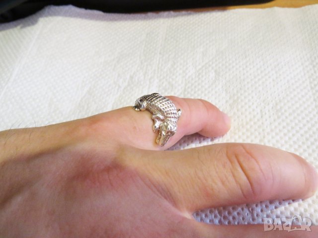 Мъжки сребърен пръстен КРОКОДИЛ - покажи търпеливост сила и мъдрост като крокодила , снимка 3 - Пръстени - 33387362