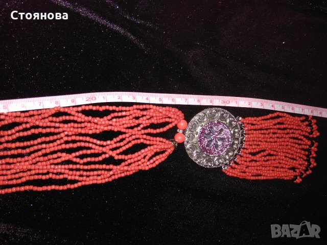 Ефектно дамско червено колие , снимка 6 - Колиета, медальони, синджири - 27671446