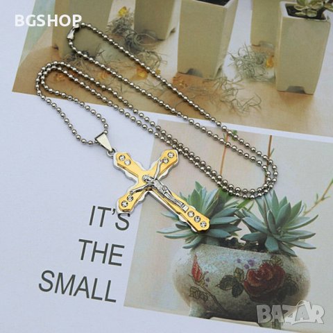 Кръст колие с камъни - Gold, снимка 7 - Колиета, медальони, синджири - 37726091