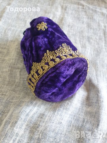 Кадифяна торбичка със сърмени шевици, снимка 3 - Антикварни и старинни предмети - 43593636