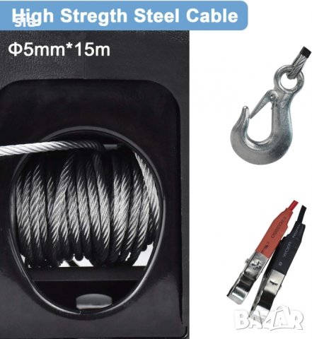 Електрическа лебедка 2000 LBS 910 КГ 12V с дистанционно и 3м кабел за теглене, снимка 5 - Аксесоари и консумативи - 43700386