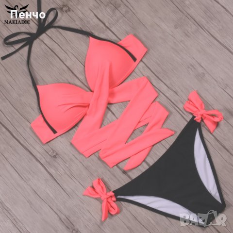 2022 Секси бикини Сутиен Дамски Бански Костюм цветен за момичета Комплект с подплънки Плажен нова мо, снимка 16 - Бански костюми - 28038151