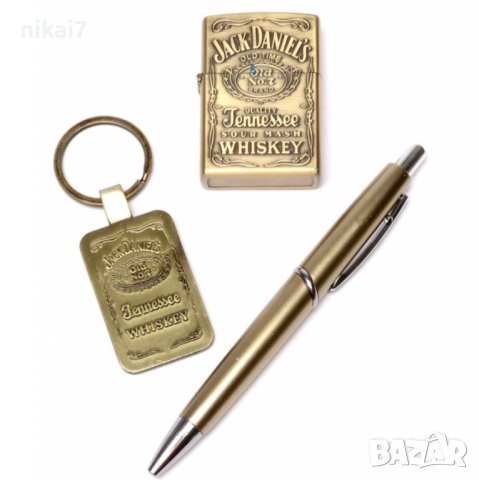 Мжки подаръчен комплект Jack Daniel's 3в1 метални/релефни, снимка 2 - Подаръци за мъже - 42943941