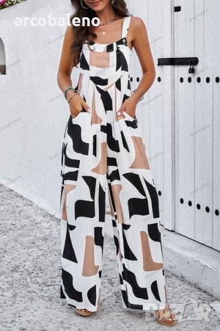 Дамски гащеризон с елегантен абстрактен принт, 4цвята, снимка 7 - Гащеризони - 43992265