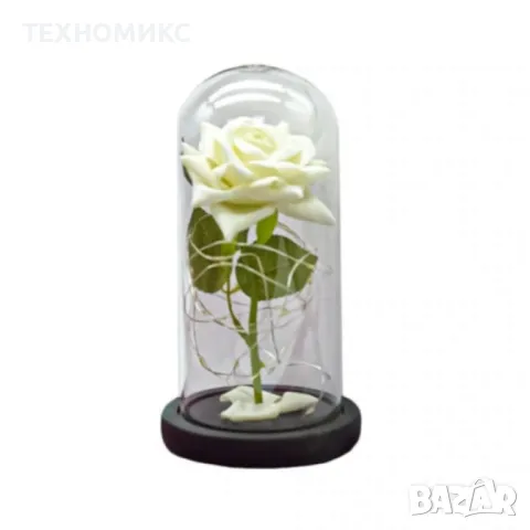 Бяла роза в стъкленица - Вечна елегантност , снимка 5 - Изкуствени цветя - 48675461