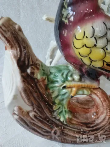 Голяма ретро италианска керамична бутилка от 1970 г. птица фазан, снимка 10 - Други - 49011465