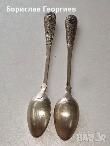 Две стари сребърни лъжички, снимка 5 - Колекции - 40480588