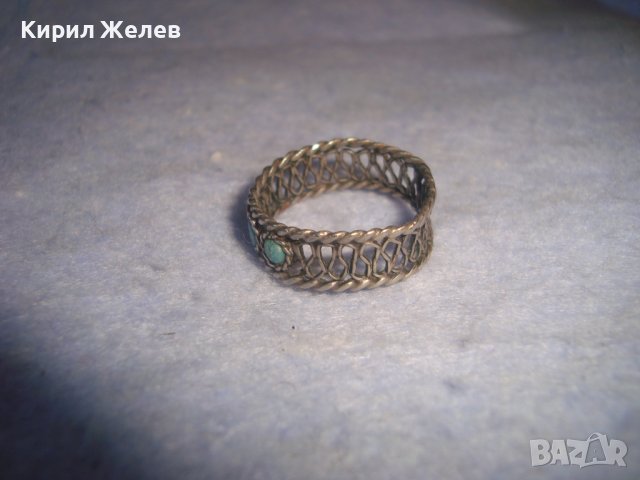 СТАРИНЕН ВЪЗРОЖДЕНСКИ ТЮРКОАЗЕН СРЕБЪРЕН ПРЪСТЕН РЪЧНА ФИЛИГРАННА ИЗРАБОТКА РЯДЪК 27300, снимка 10 - Антикварни и старинни предмети - 36858148
