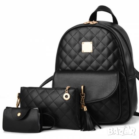 Сет от 3 части Selma Black - раница, висящо портмоне и визитник, снимка 3 - Чанти - 33224629