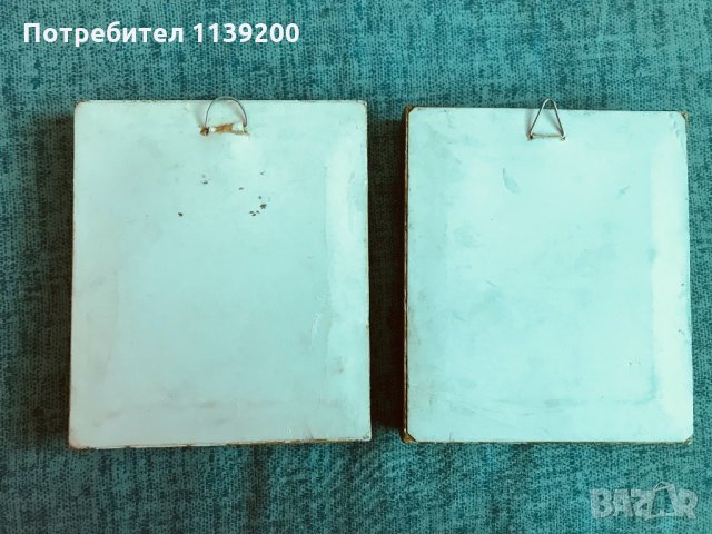 2бр френски винтидж картини молещо се момиче и момче щампа върху плат, снимка 2 - Картини - 32721197