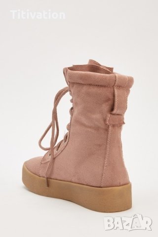 Високи розови кецове, снимка 2 - Дамски боти - 26655851