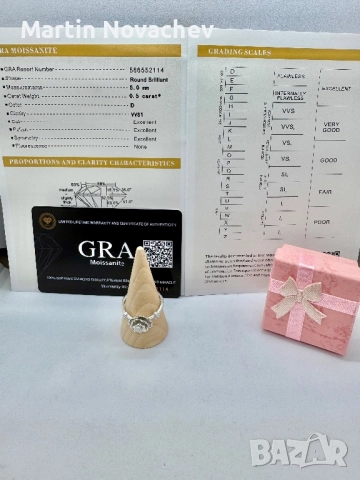 Сребърен пръстен с мойсанит (Диамант) 0.5 карата, снимка 2 - Пръстени - 52370503