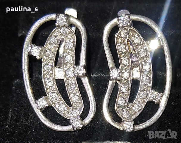 Два чифта / Масивни сребърни обеци с камъни, закопчаване английски клипс / проба 925 , снимка 7 - Обеци - 26738889