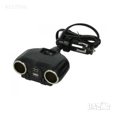 Разклонител за запалка с 2 гнезда и 2 USB, 1630