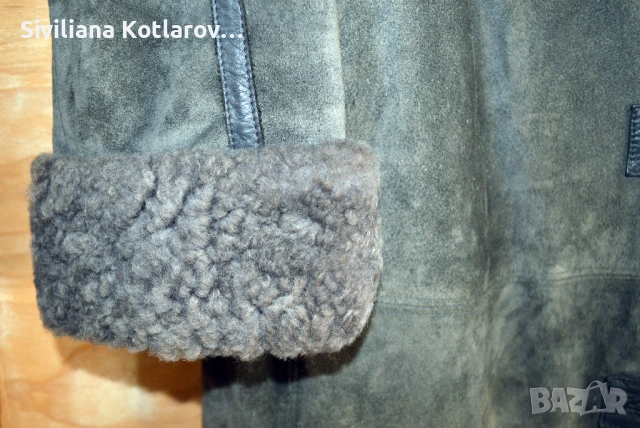 Дамски дълъг кожух, сив, финландски, естествена кожа, снимка 2 - Палта, манта - 52508959