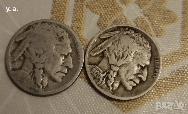 Два бизона/индиански глави- 5 центови монети