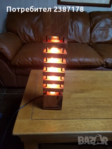 Декоративна лампа от масив, снимка 3 - Настолни лампи - 32478415