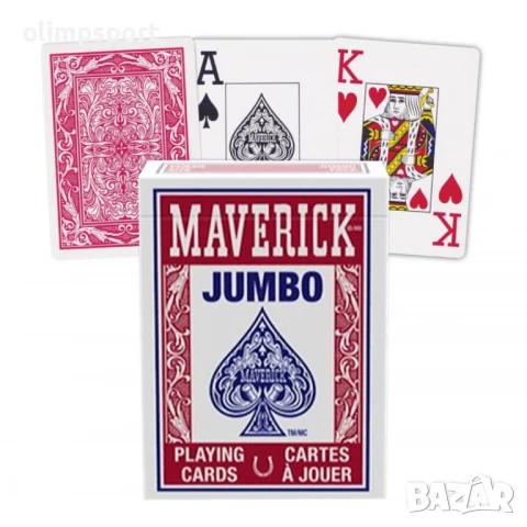 Карти за игра Maverick Poker Jumbo Index  Покер размер, голям индекс.  Син или червен гръб.  