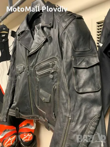 Кожено чопърско яке Motomall мото чопър естествена кожа яке мотор, снимка 11 - Аксесоари и консумативи - 49194815
