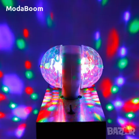Диско LED лампа, въртяща се крушка - автоматично въртене с кристални топки