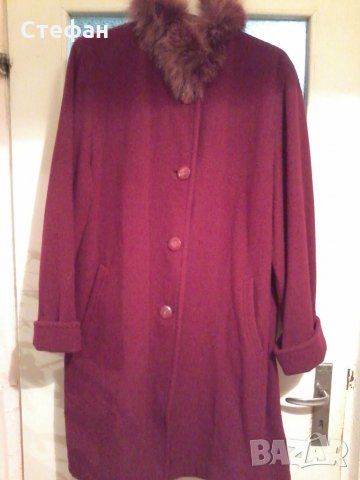 палто в бордо и пухена яка, снимка 1