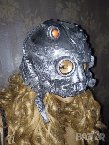 Гумена сребриста маска - каска за парти, Хелоуин и др. , снимка 2 - Други - 36742835