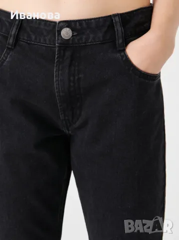 Черни 100% памучни дънки с прав крачол , снимка 5 - Дънки - 49608053