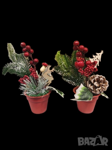 Изкуствена коледна декорация в саксия , снимка 3 - Други стоки за дома - 52086596
