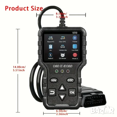 Full OBD2 EOBD автомобилен диагностичен кодочетец V310 , снимка 4 - Аксесоари и консумативи - 50675093
