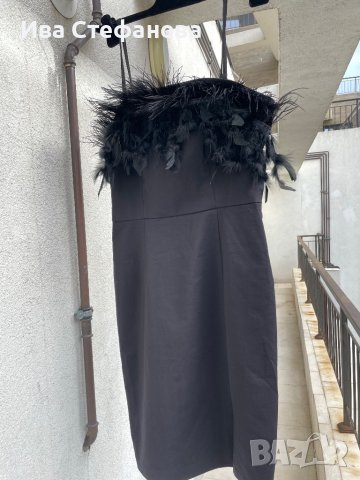 Разкошна нова черна парти коктейлна строго официална рокля Mohito пера пухчета , снимка 6 - Рокли - 42094065